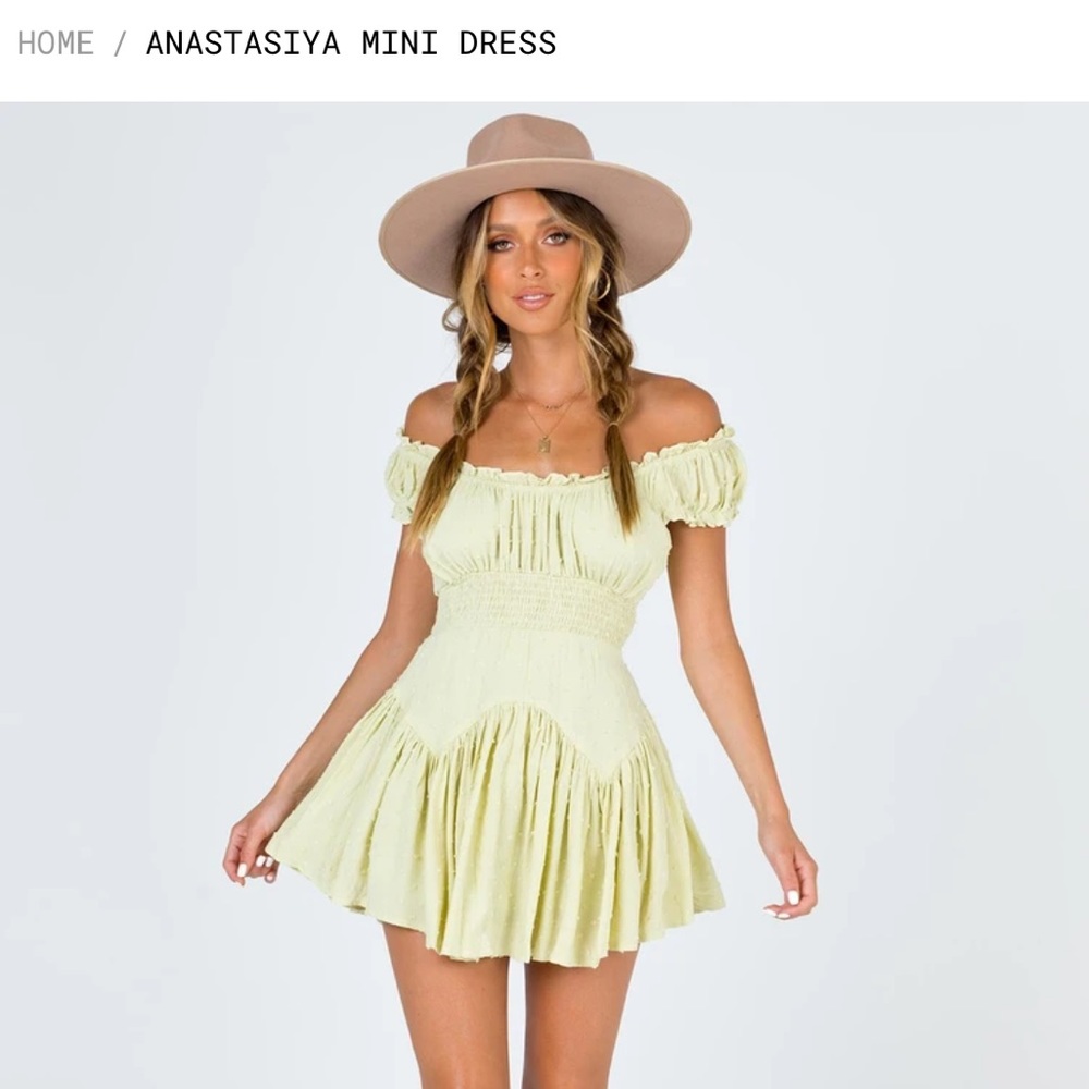 Princess Polly green ANASTASIYA MINI DRESS
